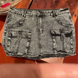 SHEIN Black and Gray Denim Skirt